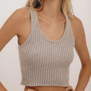 H&M Gray Ribbed Crop Tank Top
